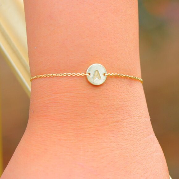 😍ENGRAVED PERSONALIZED❤️CHARM - A to Z GOLD INITIAL BRACELET GIRL, ELDM22240 - Picture 6 of 15